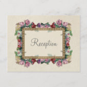 Gold Brocade Damask Floral Formal Reception nodigt Informatiekaartje (Achterkant)