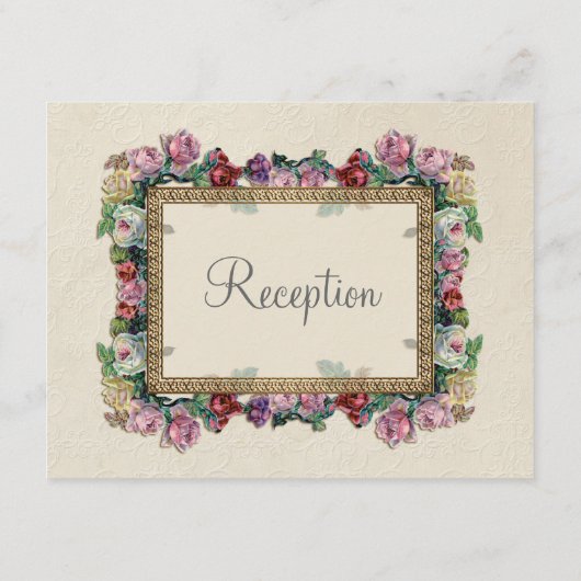 Gold Brocade Damask Floral Formal Reception nodigt Informatiekaartje (Achterkant)