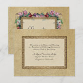 Gold Brocade Damask Floral Formal Reception nodigt Kaart (Voorkant / Achterkant)