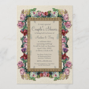 Gold Brocade Floral Formal Elegant Vrijgezellenfee Kaart