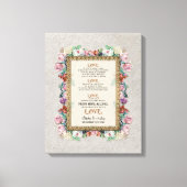 Gold Brocade Floral Love is Weddenschap Personaliz Canvas Afdruk (Voorkant)