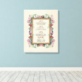 Gold Brocade Floral Love is Weddenschap Personaliz Canvas Afdruk (Insitu (Houten vloer))