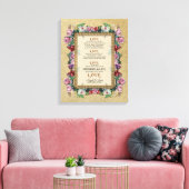 Gold Brocade Floral Love is Weddenschap Personaliz Canvas Afdruk (Insitu (Woonkamer))