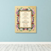 Gold Brocade Floral Love is Weddenschap Personaliz Canvas Afdruk (Insitu (Houten vloer))