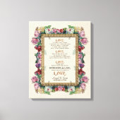 Gold Brocade Floral Love is Weddenschap Personaliz Canvas Afdruk (Voorkant)