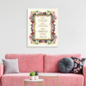 Gold Brocade Floral Love is Weddenschap Personaliz Canvas Afdruk (Insitu (Woonkamer))