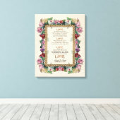 Gold Brocade Floral Love is Weddenschap Personaliz Canvas Afdruk (Insitu (Houten vloer))