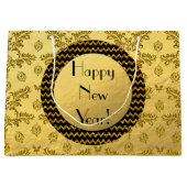 Gold Brocade Happy Nieuwjaar! Classy Gift Bag Large Cadeautasje (Voorkant)
