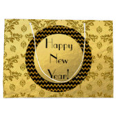 Gold Brocade Happy Nieuwjaar! Classy Gift Bag Large Cadeautasje (Achterkant)