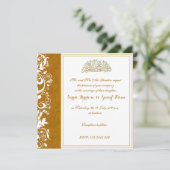 Gold Brocade Muslim bruiloft Kaart (Staand voorkant)