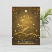 Gold Bronze - Abstracte kerstpaarden Feestdagenkaart (Staand voorkant)