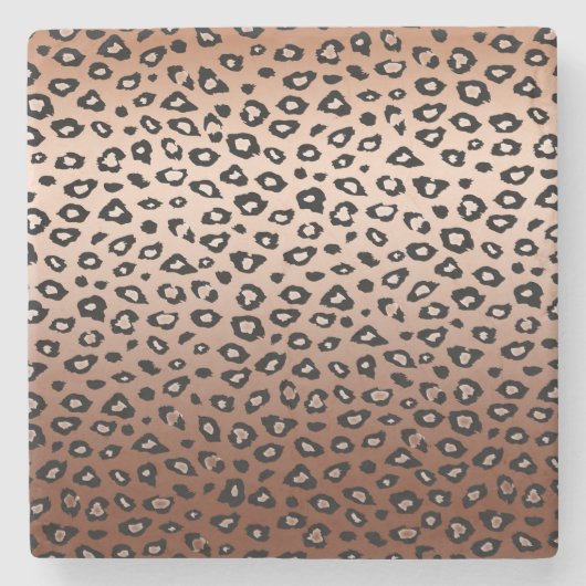 Gold Bronze Black Leopard Print Ombre Stenen Onderzetter (Voorkant)