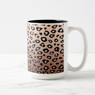 Gold Bronze Black Leopard Print Ombre Tweekleurige Koffiemok