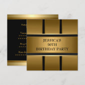 Gold Bronze Black Metal Elegant Party Kaart (Voorkant / Achterkant)