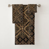 Gold Bronze Copper Motif Pattern Bad Handdoek (Insitu)