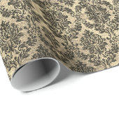  Gold Bronze Floral Wreath Damask Cadeaupapier (Rol Hoek)