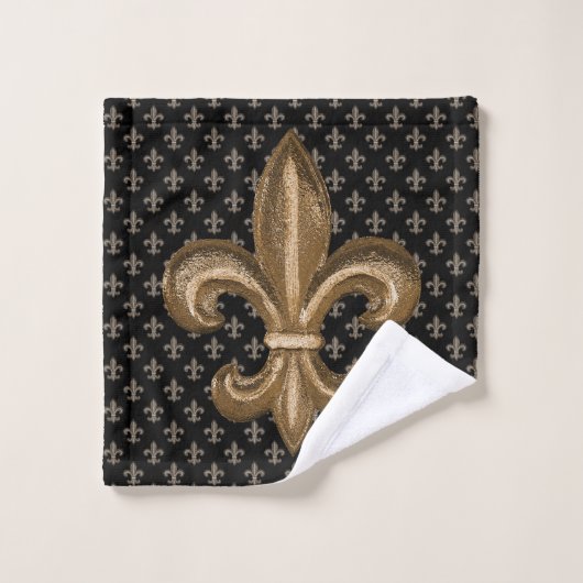 Gold & Bronze French Fleur de Lis Bad Handdoek (Wasdoekje)