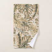 Gold Bronze Glitter Tropical Palm Leaves Chic Bad Handdoek (Handdoek)
