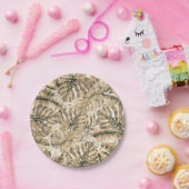 Gold Bronze Glitter Tropical Palm Leaves Weddensch Papieren Bordje (Feest)