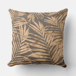 Gold/Bronze Leaf Print Reversible Pillow Kussen