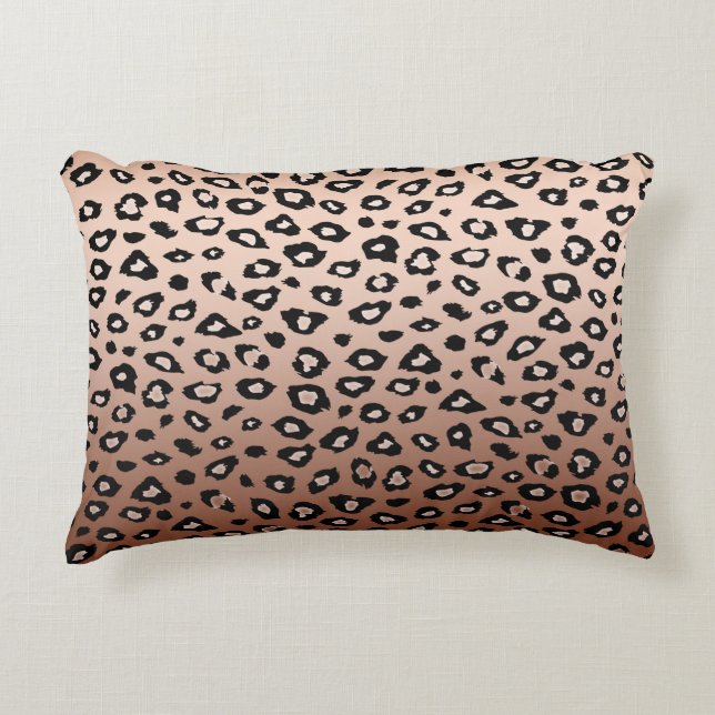 Gold Bronze Leopard Print Accent Kussen (Voorkant)