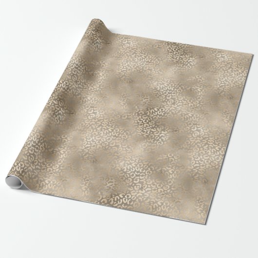 Gold Bronze Leopard Print Cadeaupapier (Uitgerold)
