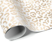 Gold Bronze White Glam Leopard Print Cadeaupapier (Rol Hoek)