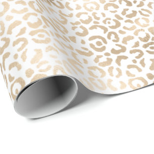 Gold Bronze White Glam Leopard Print Cadeaupapier