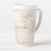 Gold Bronze White Glam Leopard Print    Latte Mok (Rechterhoek)