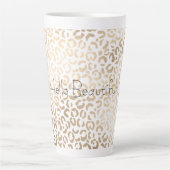 Gold Bronze White Glam Leopard Print    Latte Mok (Voorkant)