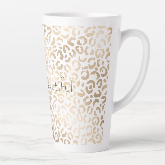 Gold Bronze White Glam Leopard Print    Latte Mok (Rechts)