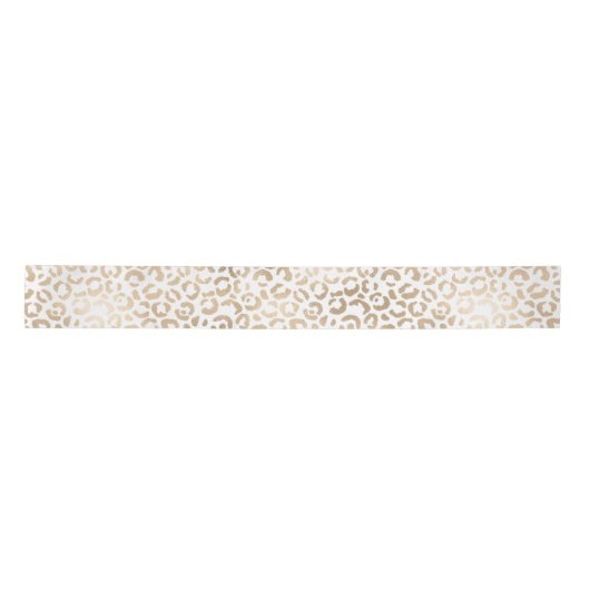 Gold Bronze White Glam Leopard Print Satijnen Lint (Voorkant)