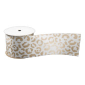 Gold Bronze White Glam Leopard Print Satijnen Lint (Spoel)