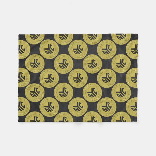 Gold Brooklyn Subway Token Pattern Fleece Deken (Voorkant (Horizontaal))