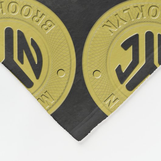 Gold Brooklyn Subway Token Pattern Fleece Deken (Hoek)