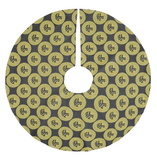 Gold Brooklyn Subway Token Pattern Kerstboom Rok (Voorkant)