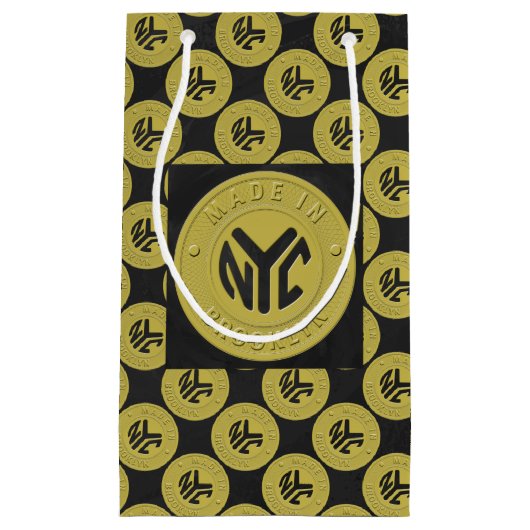 Gold Brooklyn Subway Token Pattern Klein Cadeauzakje (Voorkant)