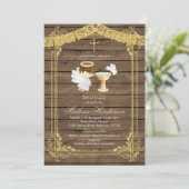 Gold Brown Boy Mexican Baptism Invitation Kaart (Staand voorkant)