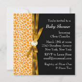 Gold Brown Carriage Boy Giraffe Baby shower Kaart (Achterkant)
