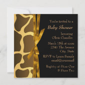 Gold Brown Carriage Boy Giraffe Baby shower Kaart (Achterkant)