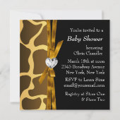 Gold Brown Carriage Boys Giraffe Baby shower Kaart (Achterkant)