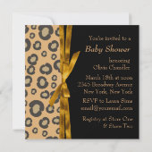 Gold Brown Carriage Leopard Baby shower Kaart (Achterkant)