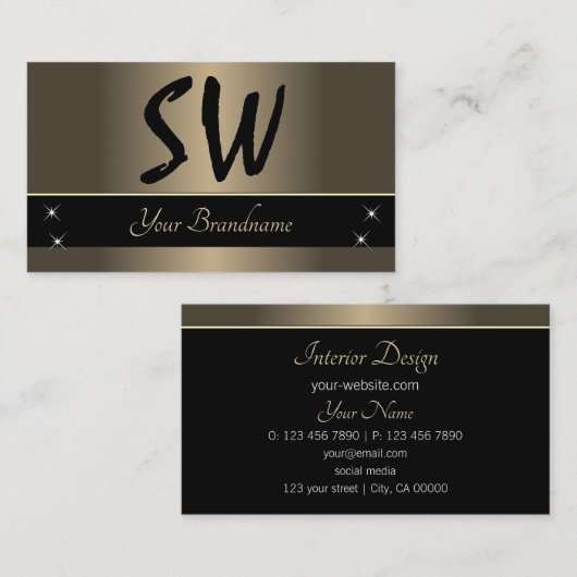 Gold Brown en Black met Monogram Professional Visitekaartje (Voorkant / Achterkant)