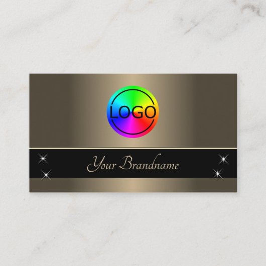 Gold Brown en Black Modern met Logo Professional Visitekaartje (Voorkant)