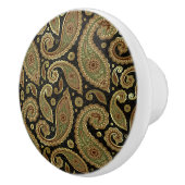 Gold Brown en Green Pastel Tones  Paisley Keramische Knop (Rechts)