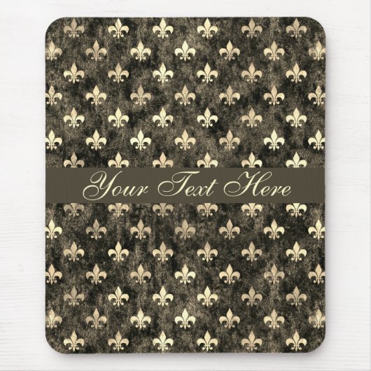 Gold Brown Fleur De Lis Mousepad Muismat (Voorkant)