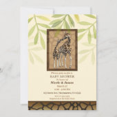 Gold Brown Giraffe Zoo Baby shower Kaart (Voorkant)