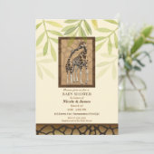 Gold Brown Giraffe Zoo Baby shower Kaart (Staand voorkant)