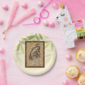 Gold Brown Giraffe Zoo Baby shower Papieren Bordje (Feest)