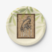 Gold Brown Giraffe Zoo Baby shower Papieren Bordje (Voorkant)
